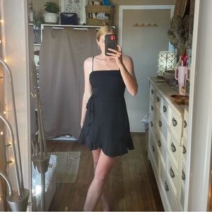 NWT Express black square neck wrap silk material dress